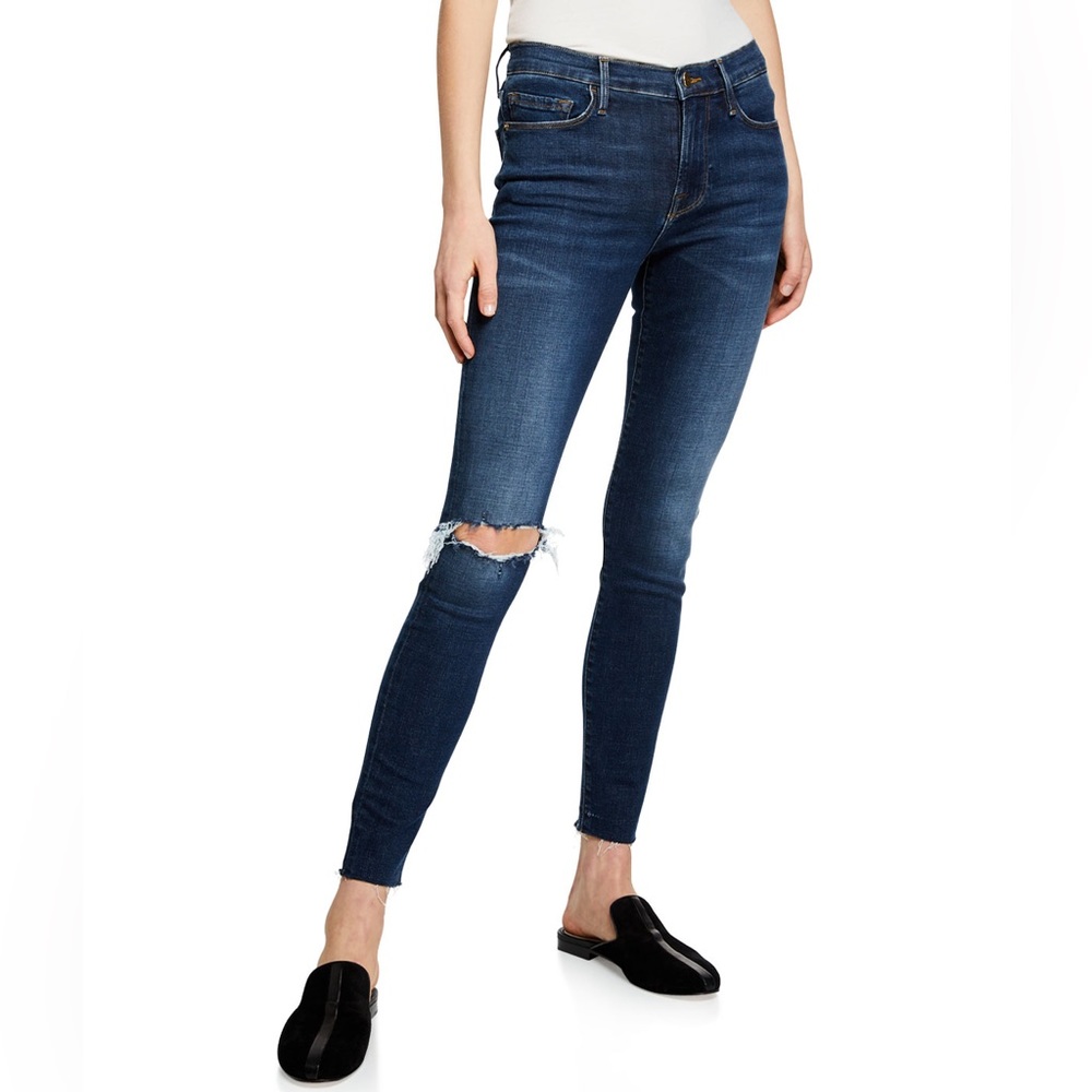 FRAME DENIM LE SKINNY DE JEANNE CROP DARK BLUE JEANS